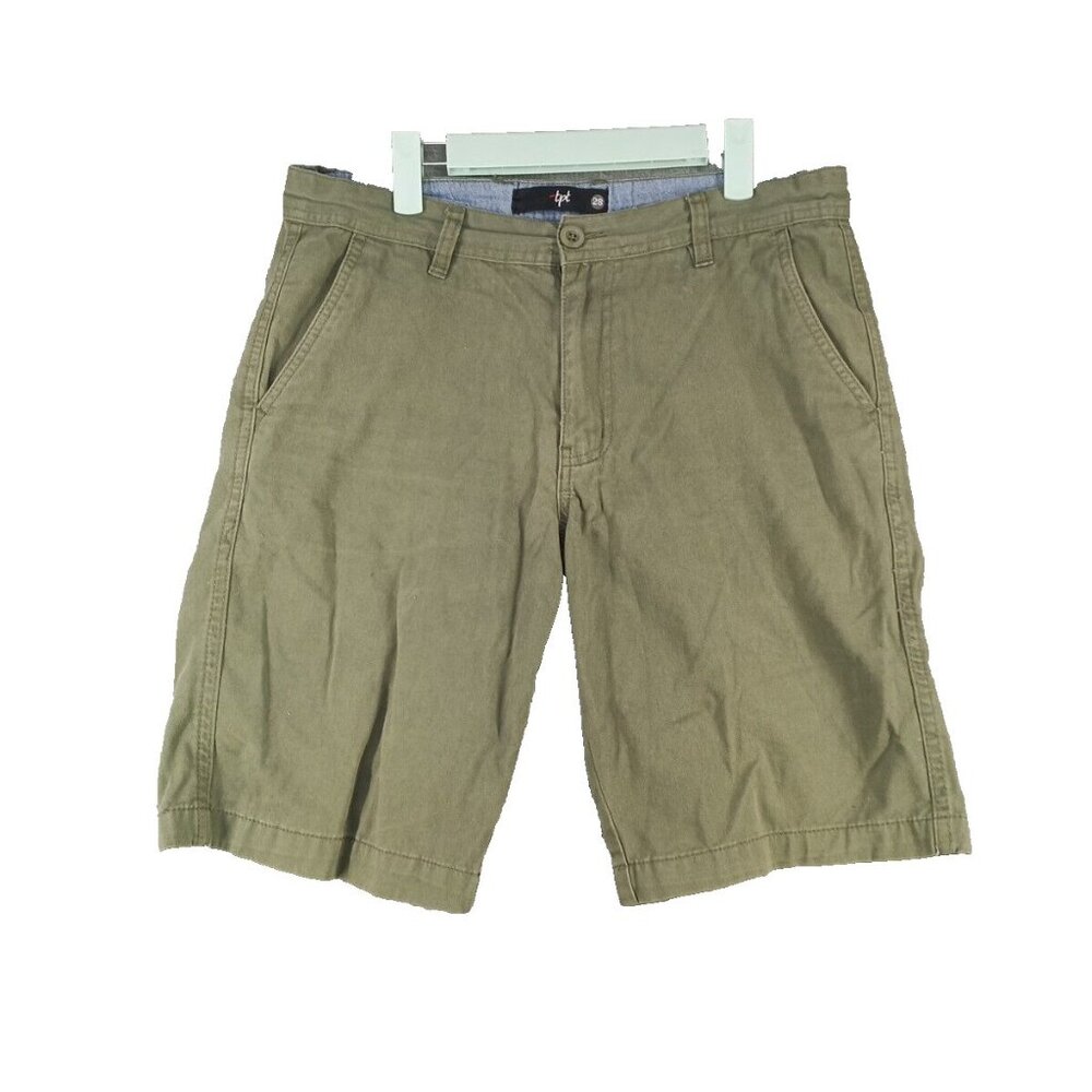 TPT Chino Shorts Size 28 SMALL Men Casual Walking Solid Green Twill 100% Cotton